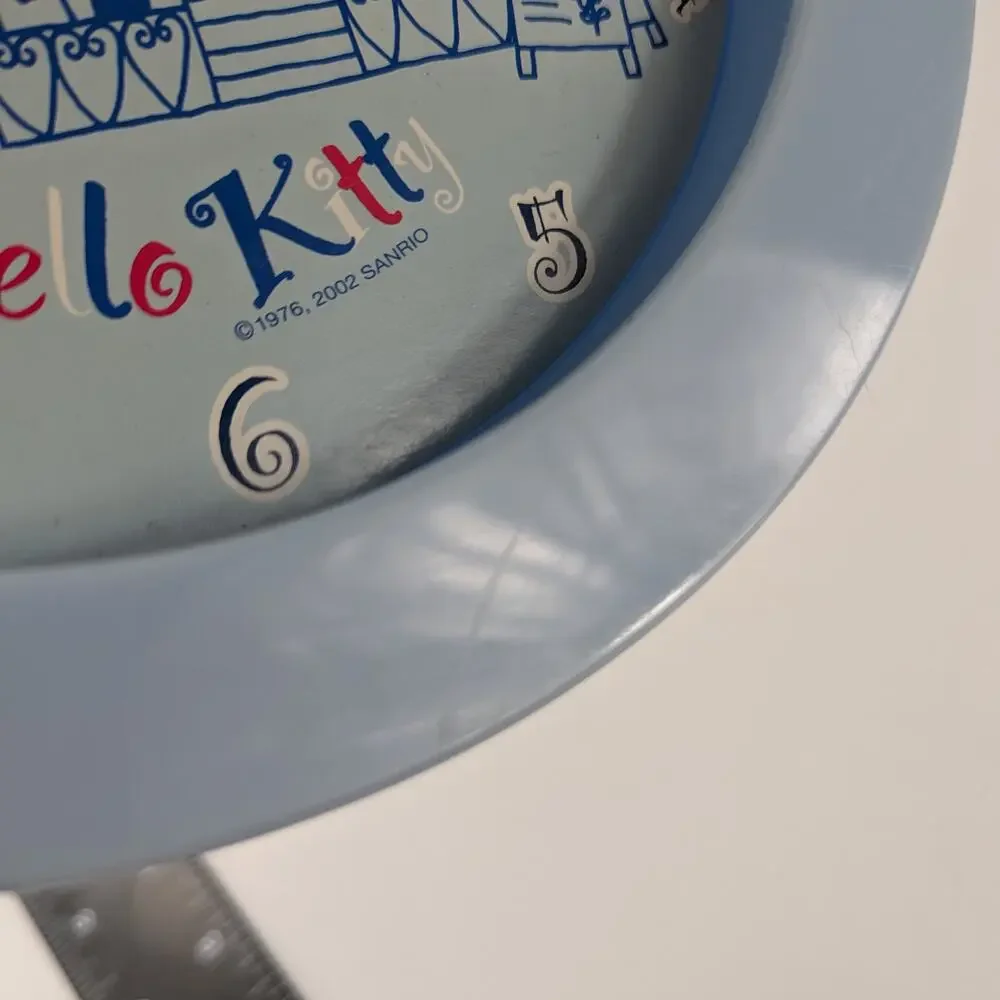 Sanrio Hello Kitty Wall Clock Working Vintage 2002 Baby Blue Angel 7.75